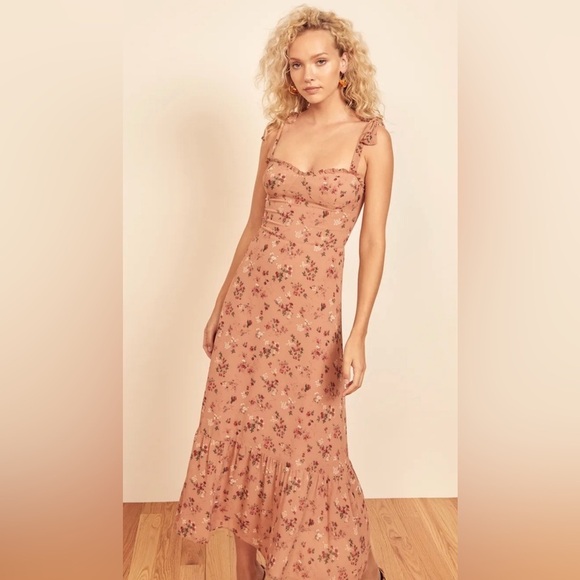 New! Reformation Nikita Floral Midi Dress in Arianne Dress in Pink 🌹 size 12 - Picture 5 of 10